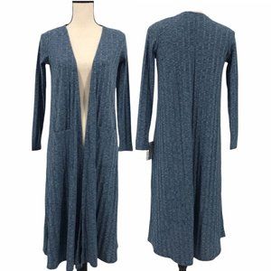 LuLaRoe | Sz XS Blue Texture Striped Sarah Open Front Cardigan